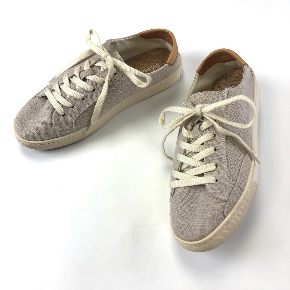 Soludos Ibiza neutral canvas sneakers Size 8 Minimalist lace up